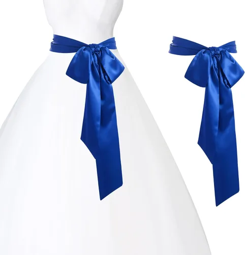 Miniatura 74 de obmwang Cinturón de satén de boda para ocasiones especiales, faja nupcial de 4 pulgadas de ancho, doble cara