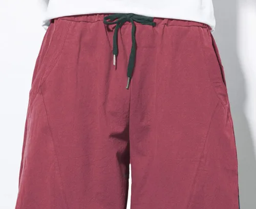 Miniatura 4 de PACEIADTA Pantalones casuales de lino para hombre, pantalones de playa de verano con cintura elástica suelta