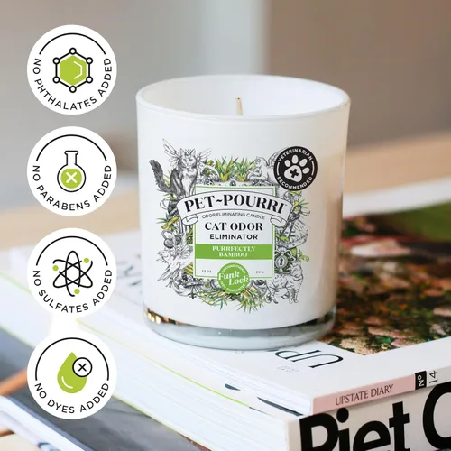 Miniatura 8 de Pet-Pourri Purrfectly Bamboo Cat Deodorizer Candle - Vela desodorizante de bambú para gatos, ingredientes y cera a base de plantas seguros