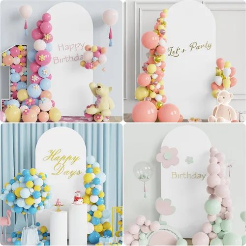 Miniatura 15 de Putros Cubierta de Arco de Boda 6 Pies Beige Spandex Ajustada Parte Superior Redonda Chiara Cubiertas de Soporte de Fondo para Decoración de Bodas
