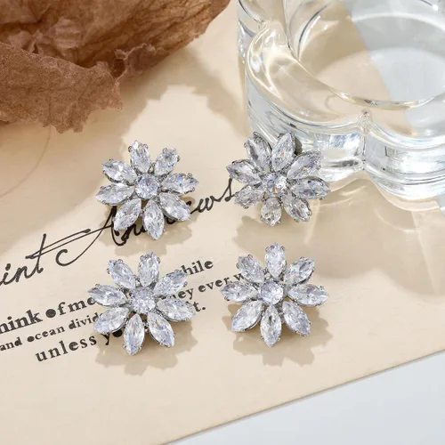 Miniatura 6 de 4 piezas de botones de diamantes de imitación plateados, adornos de cristal para ropa, joyería, decoración DIY para boda nupcial (Brillo blanco)