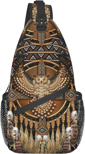 Linda bolsa bandolera de estilo nativo americano, bolsa cruzada en el pecho, mochila casual india para mujeres y hombres
