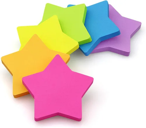 Miniatura 3 de SIMONA - Notas adhesivas en forma de estrella de 6 colores brillantes, bloc de 75 hojas autoadhesivas (6 blocs)