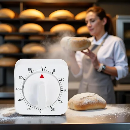 Reloj con temporizador blanco cuadrado de 60 minutos, temporizador mecánico de cocina, temporizador de cuerda visual, con alarma fuerte, no requiere