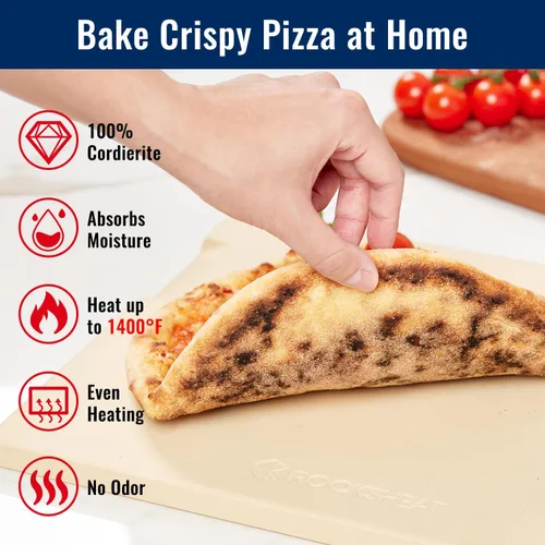 Miniatura 4 de Piedra de pizza grande, piedra rectangular de pizza de 16 x 14 pulgadas para horno, parrilla, barbacoa, piedra para hornear para pan de pizza