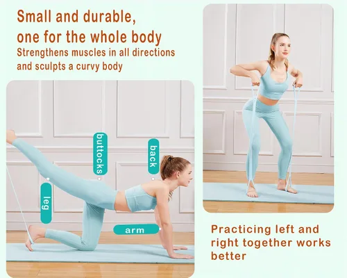 Miniatura 7 de Figure 8 Resistance Band, Arm Back Shoulder Exercise Elastic Rope Stretch Fitness Band, Foot, Leg, Hand Stretcher, Arm Exerciser for Yoga Pilates