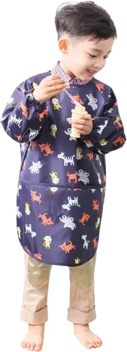 Miniatura 20 de Plie Kids Waterproof Art Smock – Long Sleeve Apron for Painting, Baking, Sensory Play (Ages 1–10)