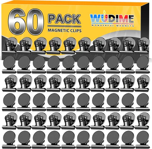 Miniatura 7 de 20 unidades de clips magnéticos, imanes para nevera, imanes para refrigerador, clips magnéticos negros para pizarra, imanes de clip