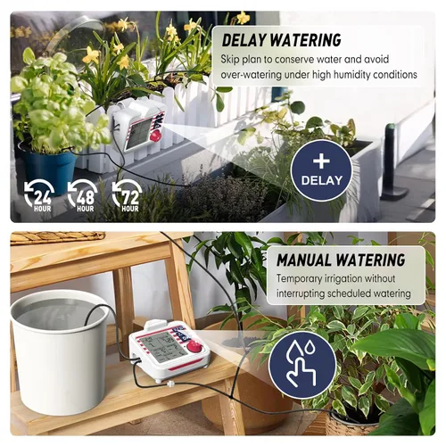 Miniatura 4 de RAINPOINT Regadera automática para plantas de interior de gran pantalla para maceta, ciclo y modo de remojo, sistema de riego por goteo automático