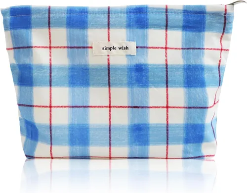 Wudygirl Bolsa de maquillaje de lona para mujer, organizador estético de maquillaje, bolsa de maquillaje de viaje, bolsa de aseo para bolso, bolsa