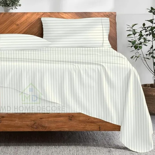 Miniatura 17 de Juego de sábanas tamaño matrimonial con bolsillo extra profundo, juego de ropa de cama de 4 piezas, 100% algodón egipcio, alta densidad de hilos