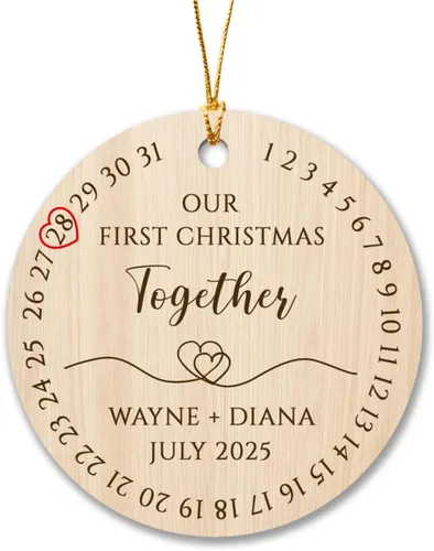 Miniatura 8 de Adorno de compromiso para pareja de recién casados 2025, 2025, adorno personalizado para árbol de Navidad, camión rojo comprometido, regalo
