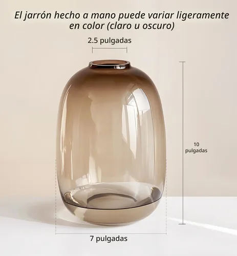 Miniatura 5 de GeLive Jarrón de Vidrio Marrón Redondo Transparente Florero para Centro de Mesa, Rama de Tallo Largo, Planta Fresca y Artificial, Botella