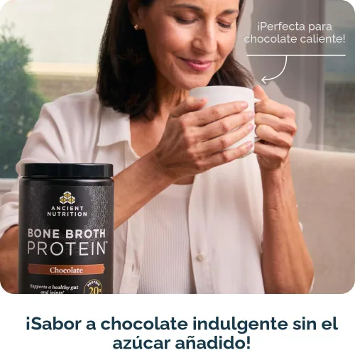 Miniatura 7 de Ancient Nutrition Proteína en polvo hecha de verdadero caldo de huesos, sabor chocolate, 20 g de proteína por porción, envase de 20 porciones