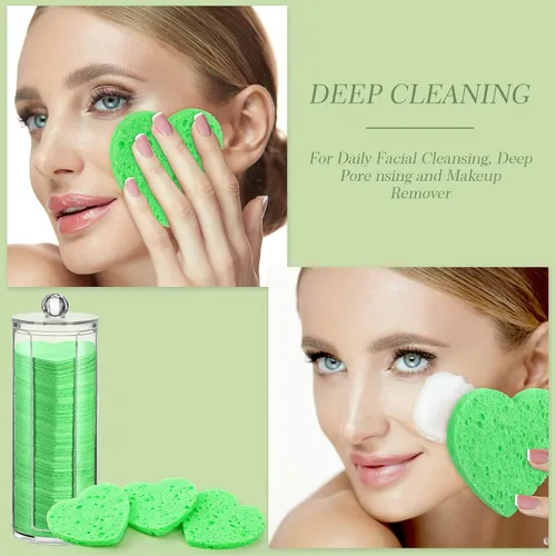 Miniatura 6 de Sieral 120 unidades de esponjas faciales comprimidas con contenedor, almohadillas desechables para la limpieza del rostro, exfoliación, remoción