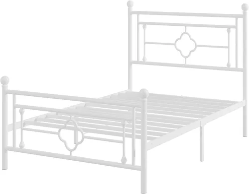 Miniatura 8 de Allewie Base de cama de plataforma de metal tamaño individual con cabecero y pie de cama vintage victorianos/base de colchón/almacenamiento debajo