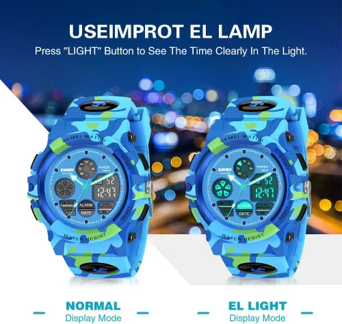 Miniatura 3 de SYOKZEY Reloj deportivo digital LED impermeable de 164.0ft, para niños y niñas, para exteriores, analógico y digital, con alarma y calendario