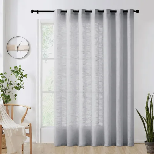 Miniatura 13 de FMFUNCTEX - Cortinas de puerta corrediza natural de 84" de lino transparente para sala de estar, divisor de 100" de ancho, cortinas extra anchas