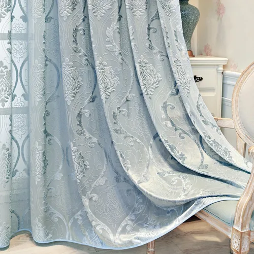 Miniatura 13 de VOGOL Cortinas traslúcidas de 84 pulgadas de largo, cortinas traslúcidas blancas con bordado floral europeo para sala de estar, comedor, bolsillo