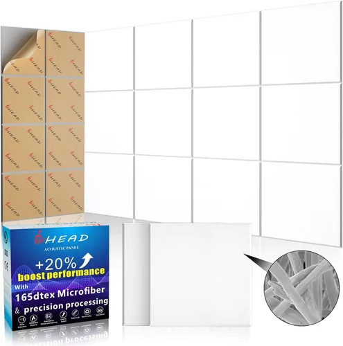BSHEAD 10 piezas de paneles acústicos de microfibra de 165dtex, paneles de pared insonorizantes autoadhesivos, paneles de espuma de 12 x 12 x 0.4