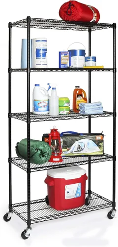 Miniatura 13 de Seville Classics UltraDurable Unidad de Almacenamiento de Estante de Alambre de Acero Sólido NSF de Servicio Pesado, Organizador para Garaje, Negro