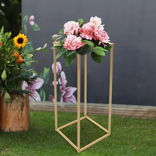 Miniatura 8 de 10 Uds. Florero de piso de flores, columna de metal, arreglo floral, estante de exhibición de mesa dorado, telón de fondo floral para centro de mesa