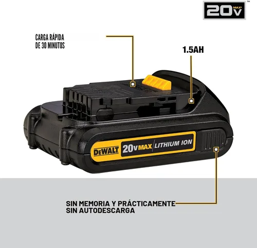 Miniatura 2 de DEWALT DCB201 Batería compacta de iones de litio, 1.5 A 20 V