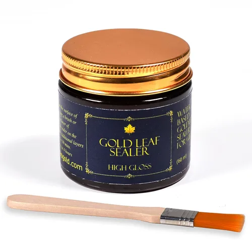 Miniatura 10 de Barnabas - Kit de dorado – 100 hojas de imitación de hoja de oro y hoja de plata, adhesivo dorado de 2.0 fl oz, sellador brillante 2.0 fl oz, 2