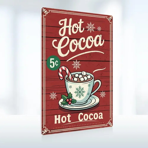 Letreros de Navidad Barra de Cacao Caliente Letrero de Metal de Estaño Decoración para el Hogar Vintage Navidad Café Cacao Letrero Barra de