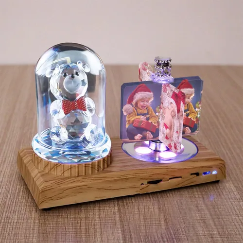 Miniatura 20 de Impresión de cristal con tu foto, decoración de escritorio de oficina, regalo personalizado sobre marco transparente de vidrio con soporte, rosa