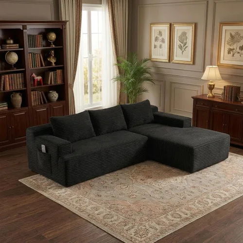Miniatura 28 de Sofá modular Cloud de 107 pulgadas, sofá modular en forma de L con diván de gran tamaño orientado hacia la izquierda, sofá de pana de asiento