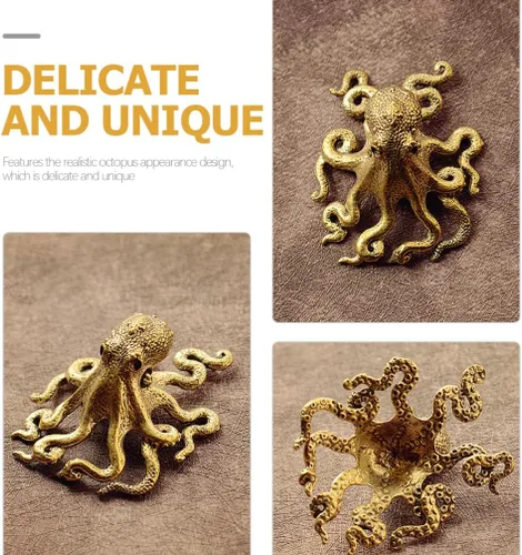Miniatura 2 de BESPORTBLE Adorno de pulpo de latón, mini escultura de escritorio, figura de animal pequeño, decoración de oficina en casa, figura de arte de metal