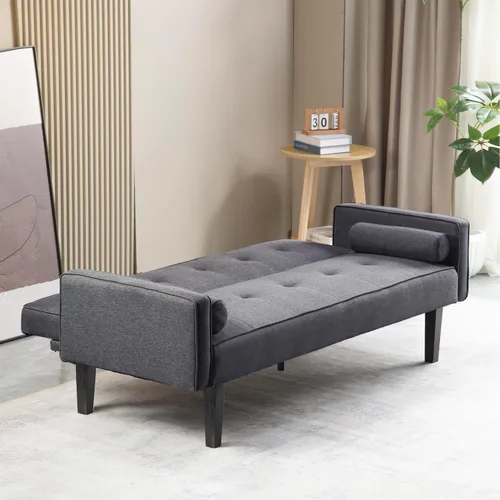 Miniatura 4 de Anwick Sofá cama de tela moderna, sofá biplaza convertible con 2 almohadas y reposabrazos, sofá reclinable plegable de 75 pulgadas con patas
