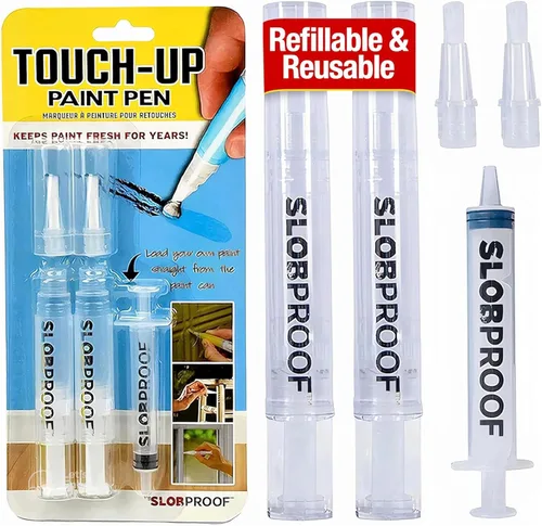 Slobproof Bolígrafo de pintura de retoque recargable, sin ensuciar, herramienta de reparación de pintura de pared reutilizable, aplicación precisa,