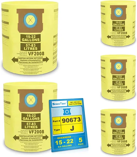 SpaceTent Paquete de 5 bolsas 90673 para aspiradora Shop Vac de 15 a 22 galones para aspiradoras húmedas/secas, parte # 90673 9067300, bolsas de