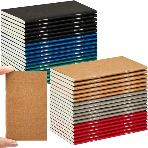 Miniatura 18 de Outus 36 piezas de mini cuadernos de bolsillo 2.5" x 4" de papel kraft, bloc de notas mini, cubierta blanda en masa, cuaderno de notas de bolsillo