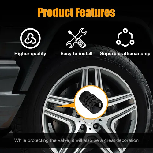 Miniatura 4 de Dickno 4 piezas de tapas de vástago de válvula de neumático, cubiertas de vástago de válvula de aire de neumático impermeables con anillo de goma