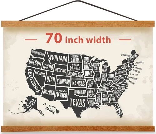 Miniatura 27 de Colgador magnético para póster con marco para 24x36 24x30 24x32 pósters de películas y música, marcos de madera de teca para lienzo grande, mapa