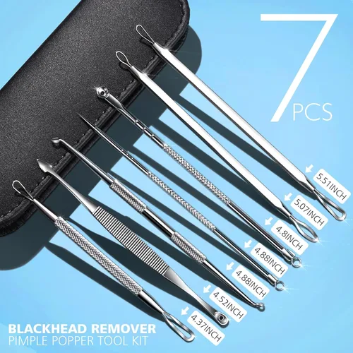 Miniatura 2 de Teenitor Kit de herramientas para reventar espinillas 7 en 1, removedor de puntos negros, extractor de espinillas, extractor de comedones para cara