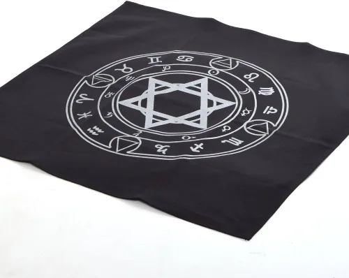 Miniatura 3 de BLESSUME Mantel de tarot de altar cuadrado negro tapiz hexagonal Wicca (negro)