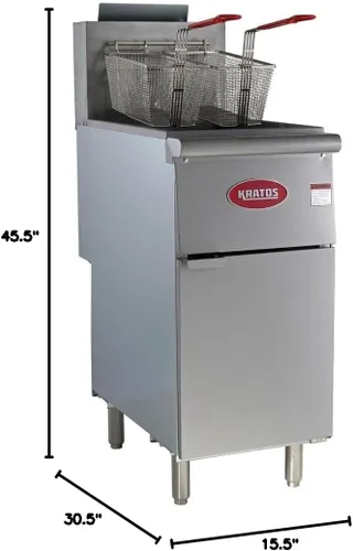 Miniatura 10 de Kratos Freidora comercial, tipo piso con tres quemadores y kit de manguera de gas incluido, propano líquido