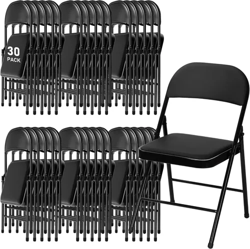 Miniatura 29 de SEALAMB Paquete de 4 sillas plegables con asiento cómodo, marco de metal resistente, sillas apilables portátiles para bodas, fiestas, oficina