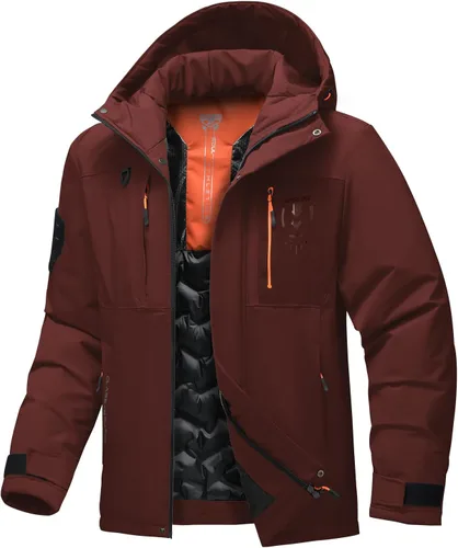 Miniatura 8 de Chaqueta térmica impermeable a prueba de viento para hombre, con capucha, aislada, ligera, abrigo de nieve de invierno con múltiples bolsillos