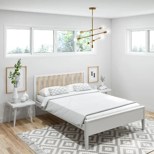 Miniatura 10 de Plank+Beam Base de cama individual moderna de madera maciza con cabecera de listones, plataforma escandinava con soporte de listones de madera, Negro