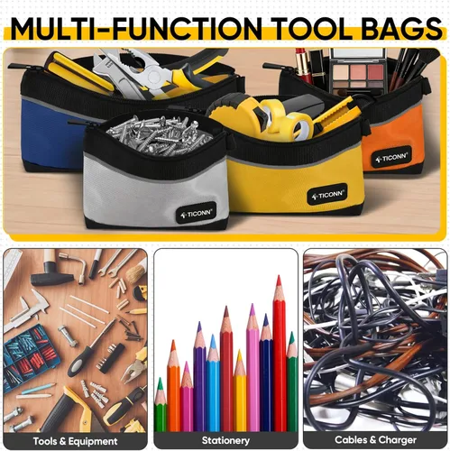 Miniatura 6 de Bolsas de herramientas TICONN con cremallera, bolsas pequeñas de lona Oxford 1680D, bolsa de utilidad impermeable con cremallera para organizadores