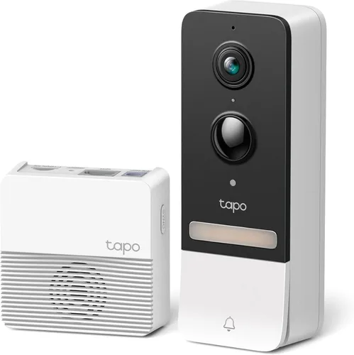 Tapo TP-Link - Cámara de timbre de video inteligente, con timbre incluido, 2K 5MP, visión nocturna en color, audio bidireccional, detección AI