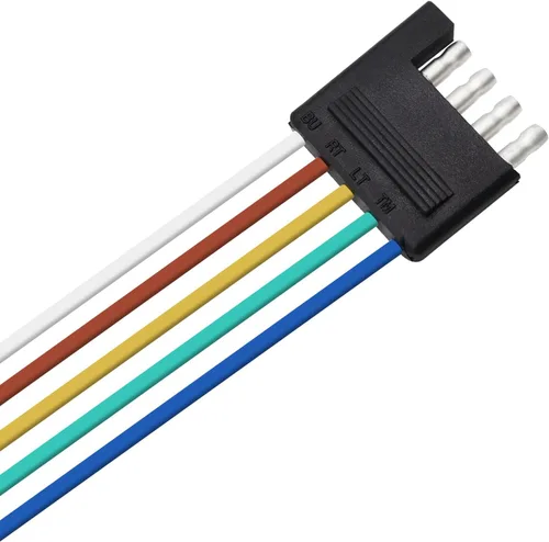 Miniatura 3 de Arnés de cableado de remolque plano de 5 vías y 5 puntas de 22 pulgadas, cable de extensión de conector macho de 5 pines, arnés de cableado de luz