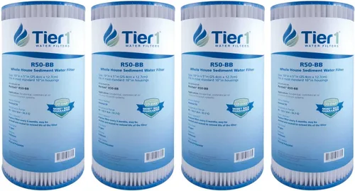 Tier1 Filtro de agua de 50 micras de 10 x 4.5 pulgadas | Cartucho de filtro de sedimentos de poliéster plisado para toda la casa | Reemplazo para