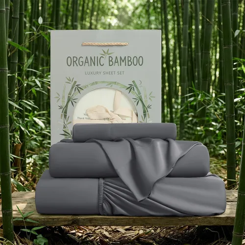 Miniatura 9 de SONORO KATE Sábanas de bambú 100 % viscosa orgánica derivada de sábanas transpirables y refrescantes para personas que duermen con calor, sábanas