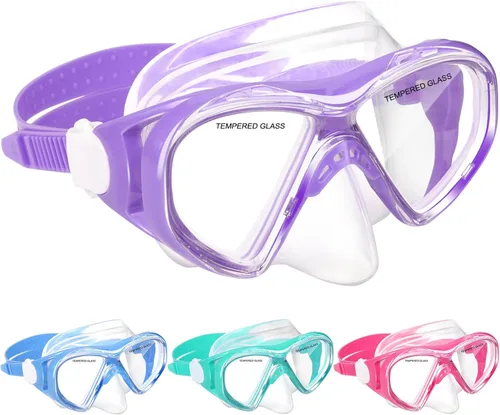 Miniatura 11 de ACQCES Gafas de natación para niños, máscara de buceo para niños y niñas de 5 a 15 años, gafas de natación antivaho de dos colores con cubierta